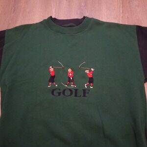John Ashford Golf Embroidered Sweatshirt Green Black Mens Large